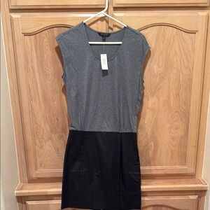 Banana Republic Gray and Black Sheath Dress Sleeveless Crew Neck